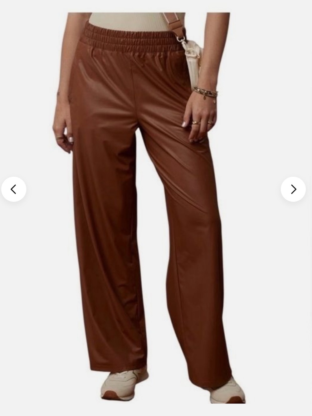 aerie Wide Leg Faux Leather Pants Brown fall chic essentials